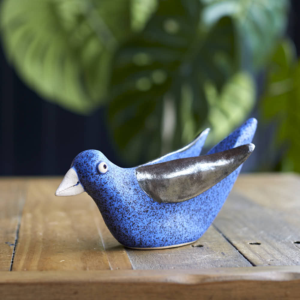 Ceramic Sitting Seagull, Navy - Angela Reed -