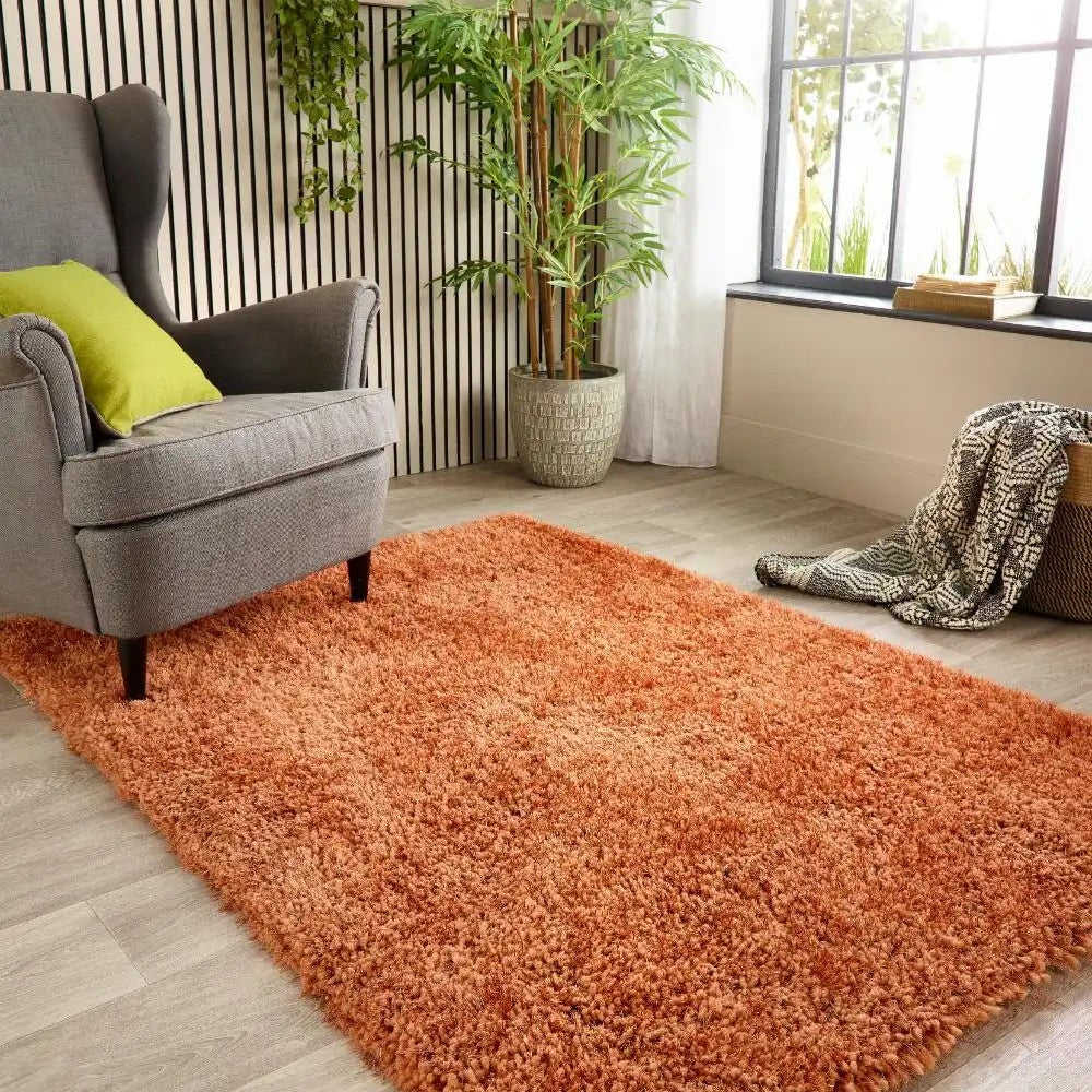 Chicago Shaggy Rug, Rust 110 x 160cm,133cm Circle,140 x 200cm,160 x 230cm,200 x 290cm,67 x 200cm,90 x 150cm