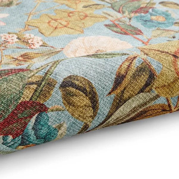 Clarke & Clarke Passiflora Washable, Mineral 76 x 150cm,120 x 170cm,152 x 230,185 x 290cm,61 x 230cm runner
