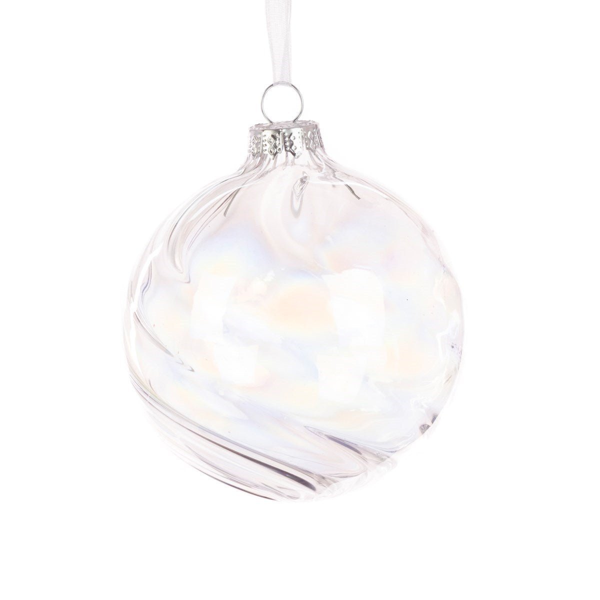 Clear Glass Ribbed Bauble, Small