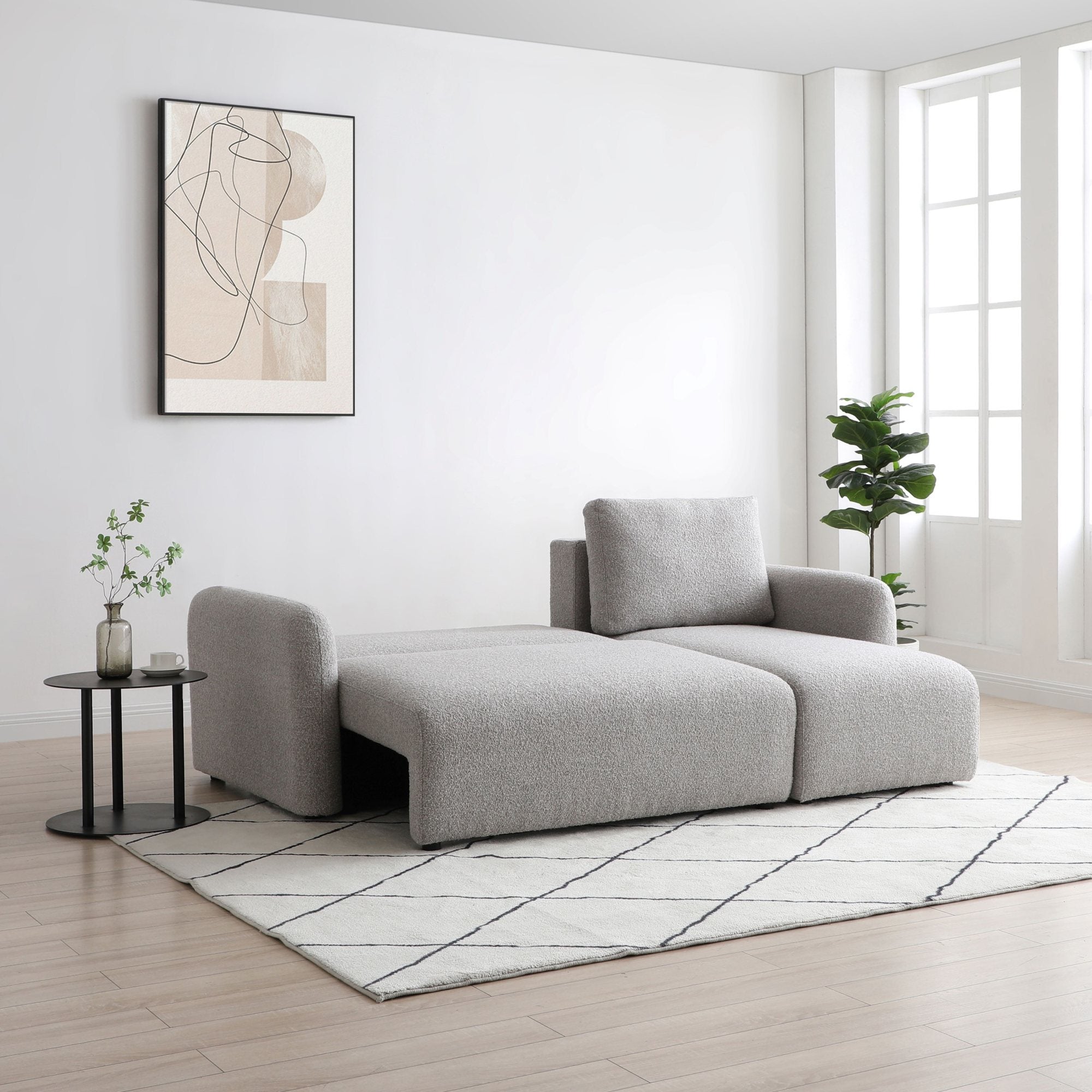 Cloud Corner Sofa Bed, Natural Fabric