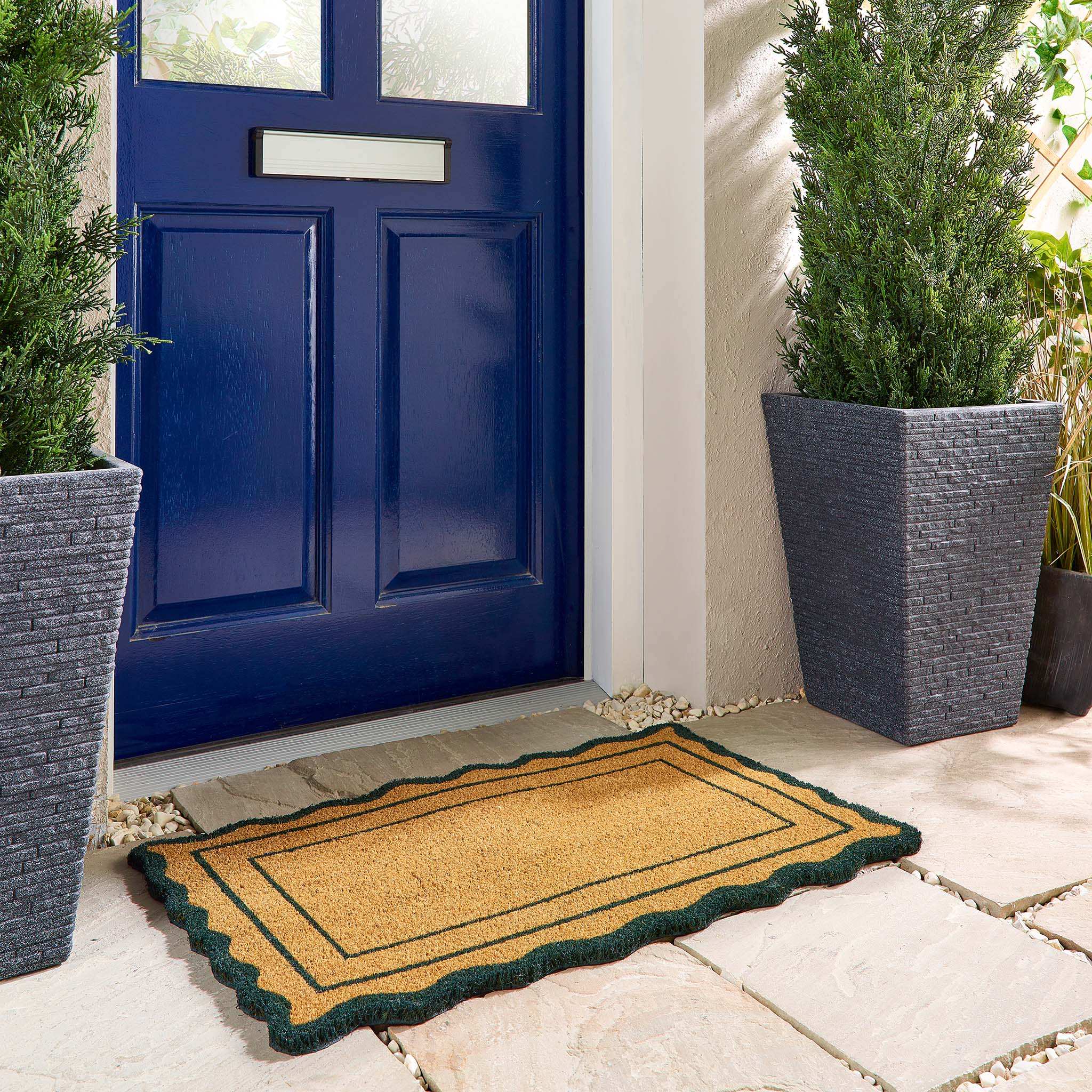 Coir Green Scallop Door Mat