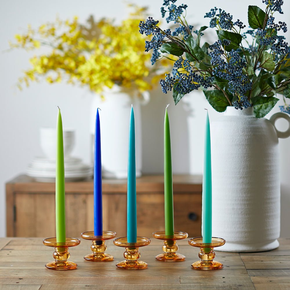 Colourful 35cm Taper Candles - 4 per gift boxa Winter Red,Cerise,Cobolt Blue,Turquoise,Lavender,Mint Green,Lime,Light Green,Rust,Yellow,Forest Green,Heather