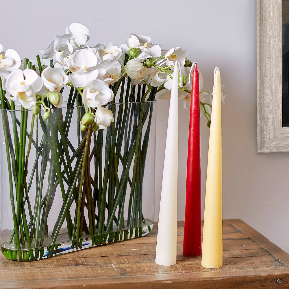 Colourful Cone Candle Off-White,Dark Red,Pastel Blue,Dark Green,Pastel Yellow,Linen,Pastel Purple,Pastel Rose