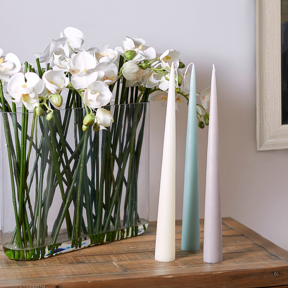 Colourful Cone Candle Off-White,Dark Red,Pastel Blue,Dark Green,Pastel Yellow,Linen,Pastel Purple,Pastel Rose