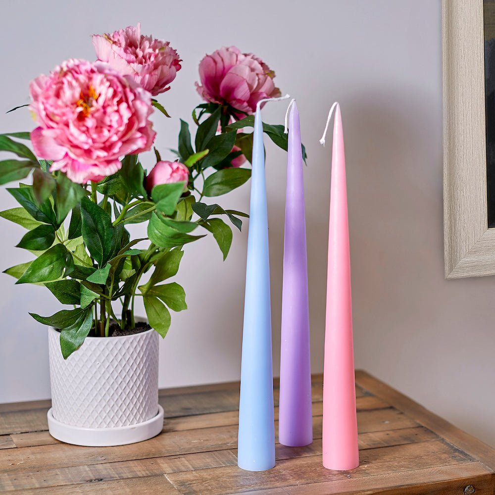 Colourful Cone Candle Off-White,Dark Red,Pastel Blue,Dark Green,Pastel Yellow,Linen,Pastel Purple,Pastel Rose