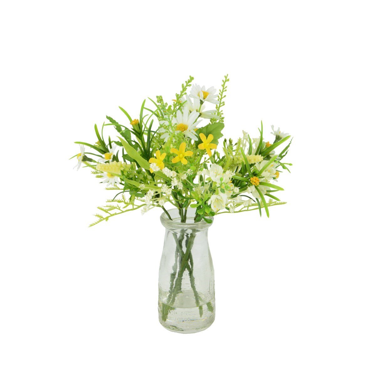 Daisy and Blossom in a Milk Bottle, White