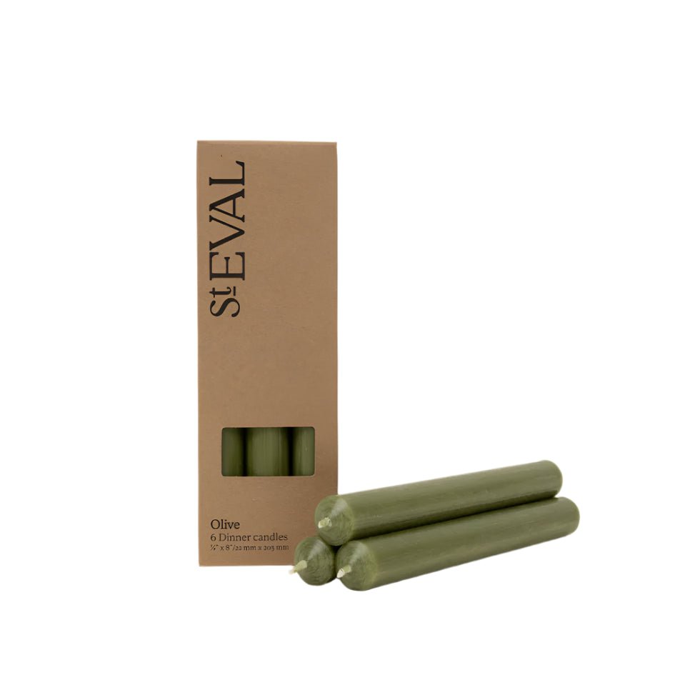 Dinner Candles, Pack of 6, Olive