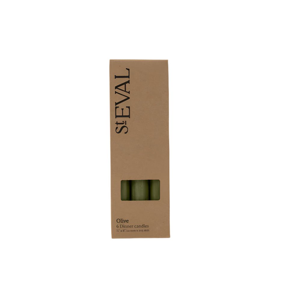 Dinner Candles, Pack of 6, Olive