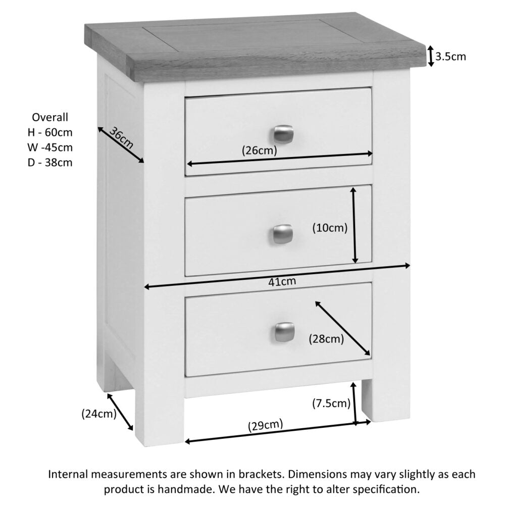 Dorset 3 Drawer Bedside - Angela Reed -