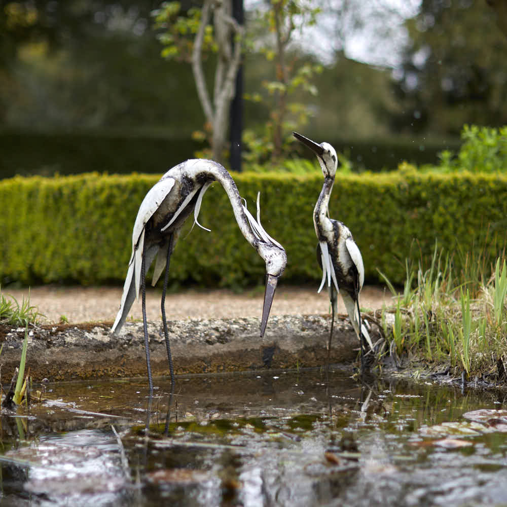 Drinking Heron Metal Sculpture - Angela Reed -