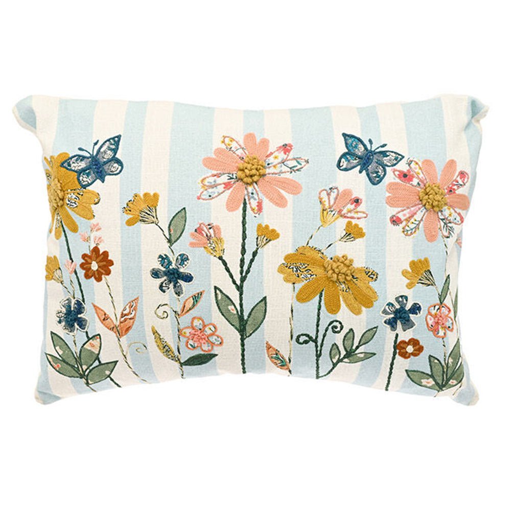 Embroidered Cosmos Cushion