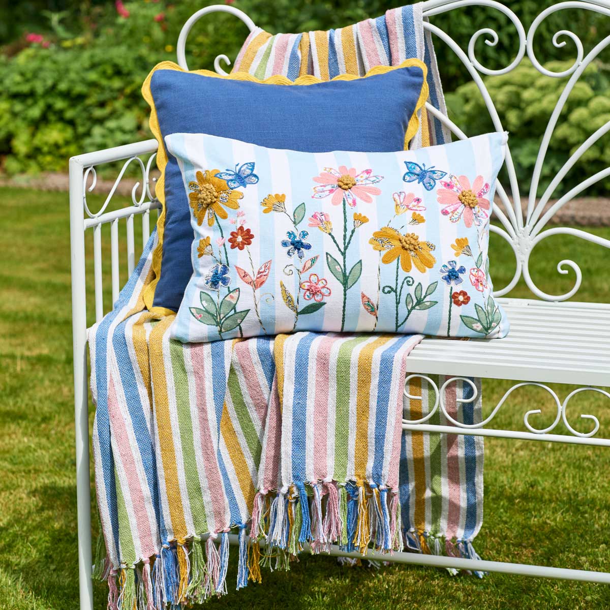 Embroidered Cosmos Cushion