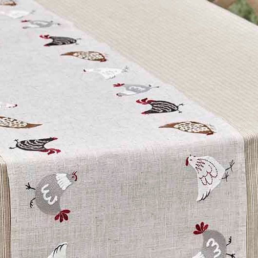 Embroidered Hen Table Runner - Angela Reed -