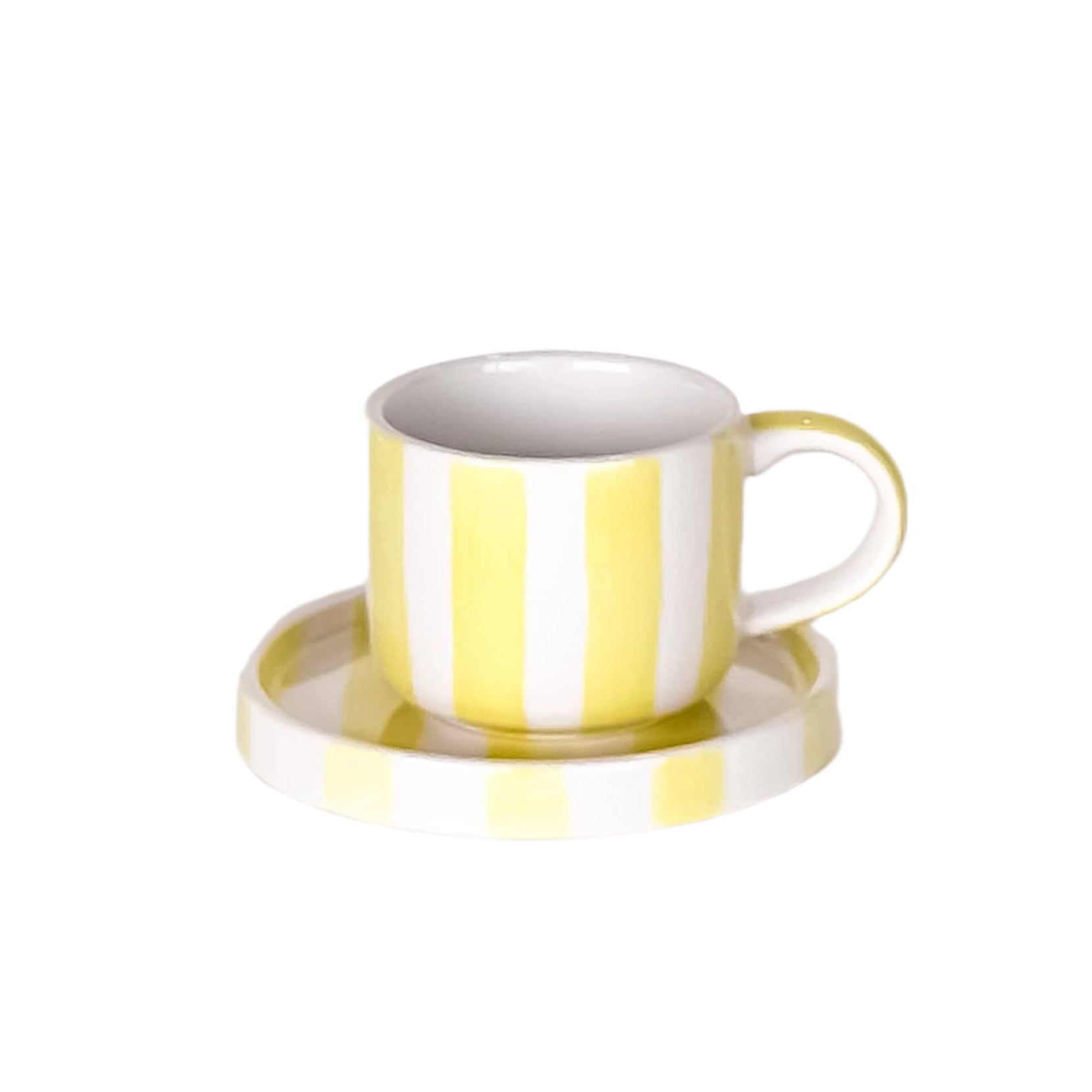 Espresso Striped Cups, Beach Yellow