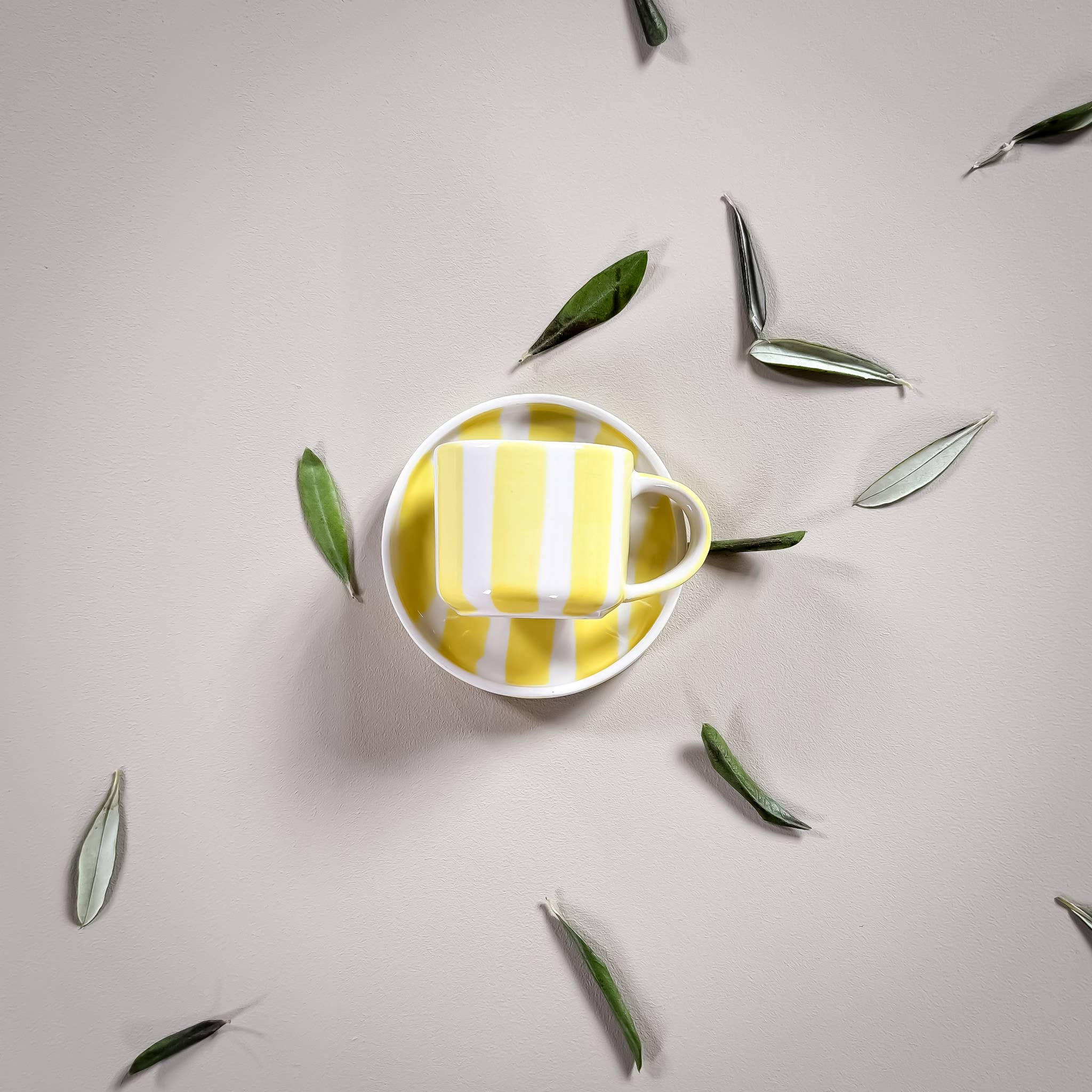 Espresso Striped Cups, Beach Yellow
