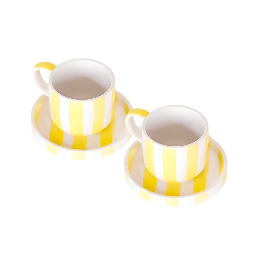 Espresso Striped Cups, Beach Yellow