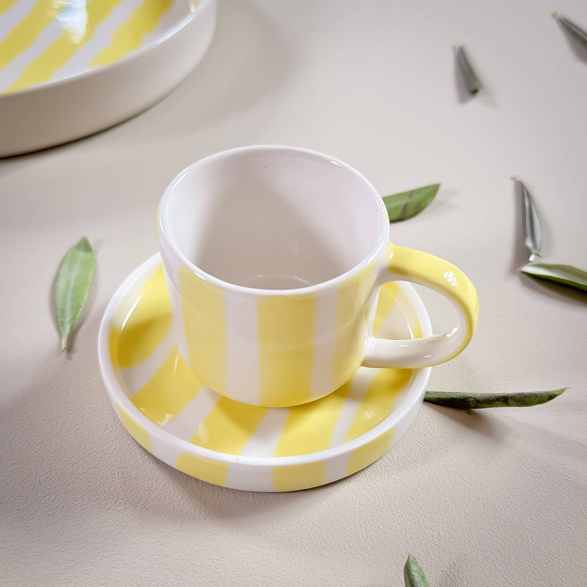 Espresso Striped Cups, Beach Yellow