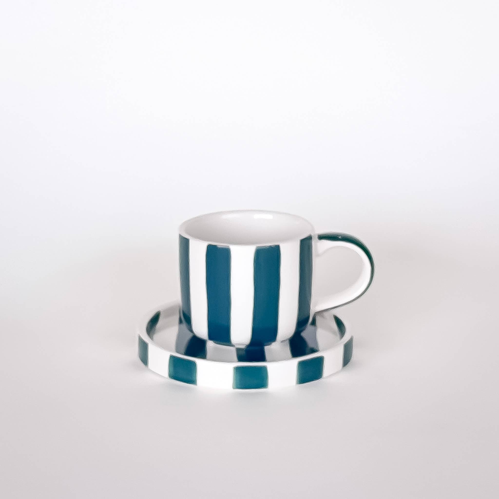 Espresso Striped Cups, Gentle Green