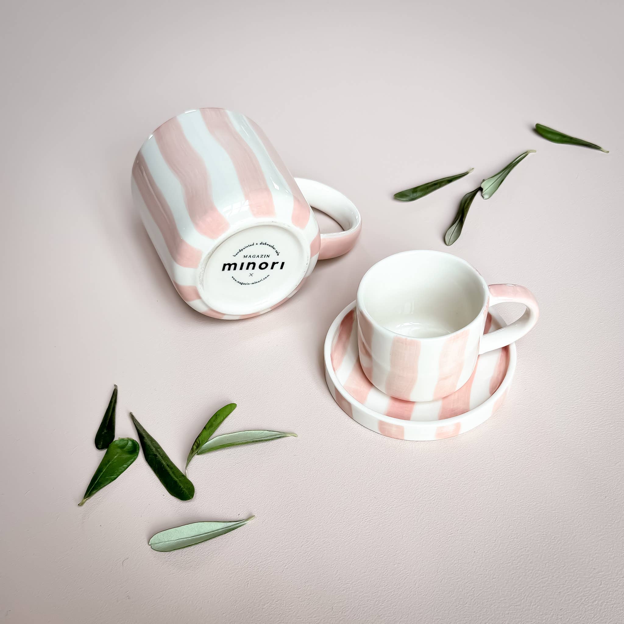 Espresso Striped Cups, Incanto Rose