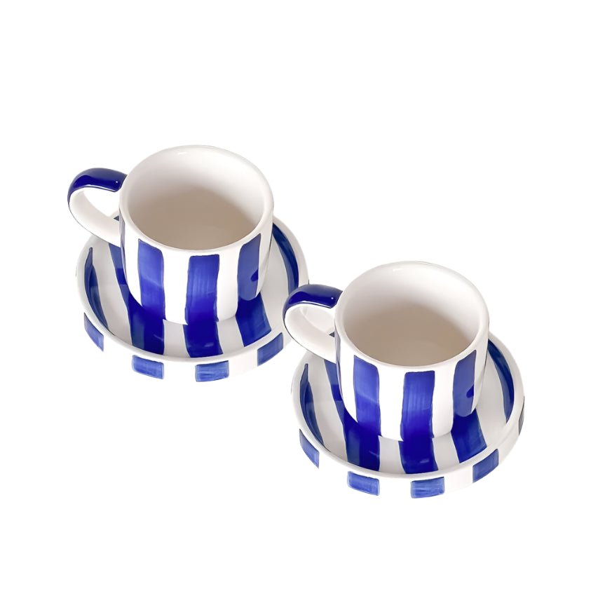 Espresso Striped Cups, Mare Blue