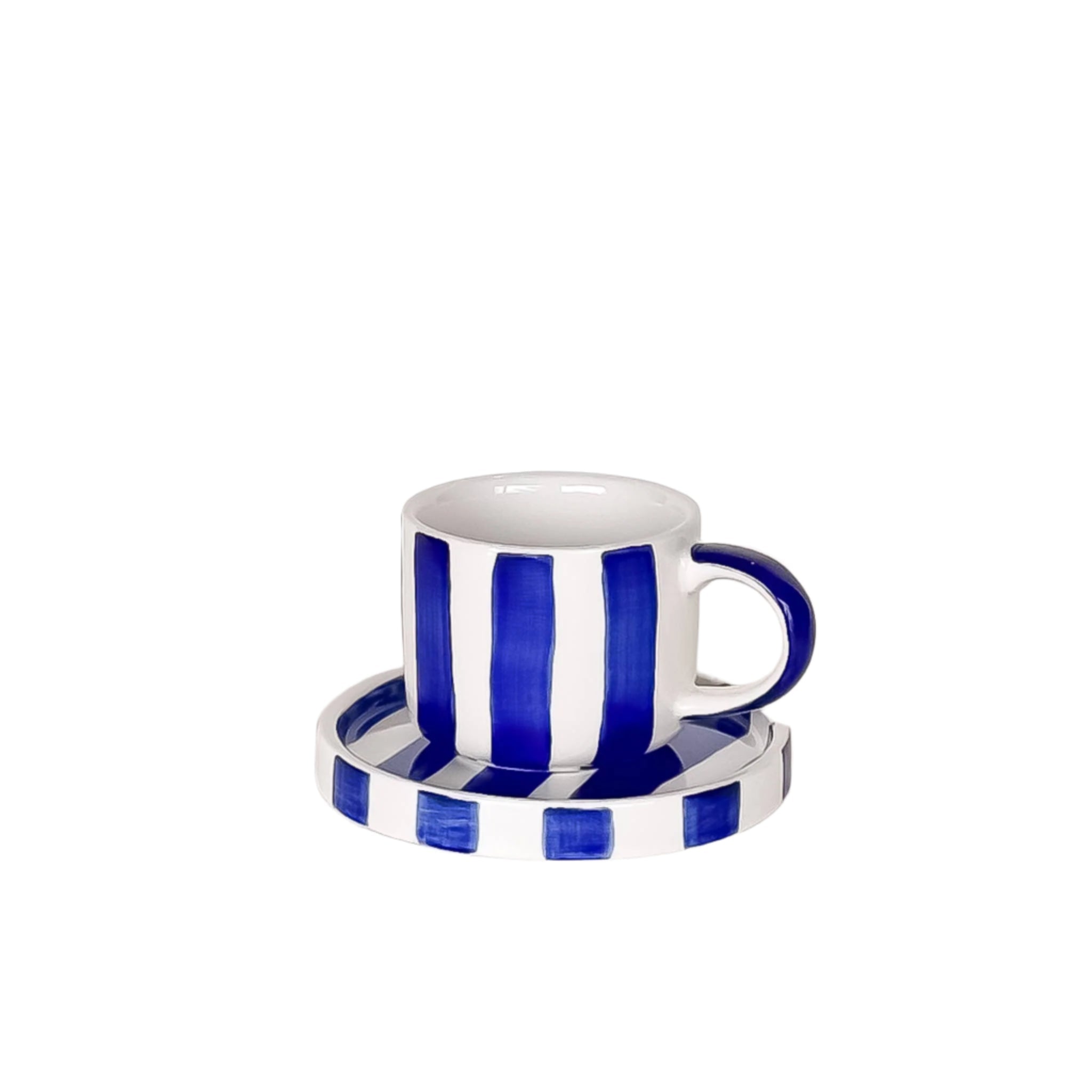 Espresso Striped Cups, Mare Blue