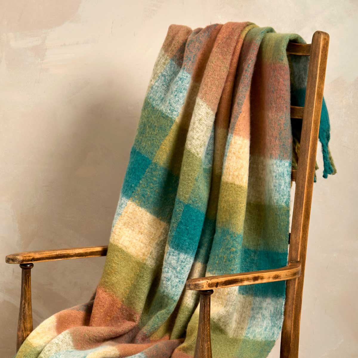 Faux Mohair Check Throw