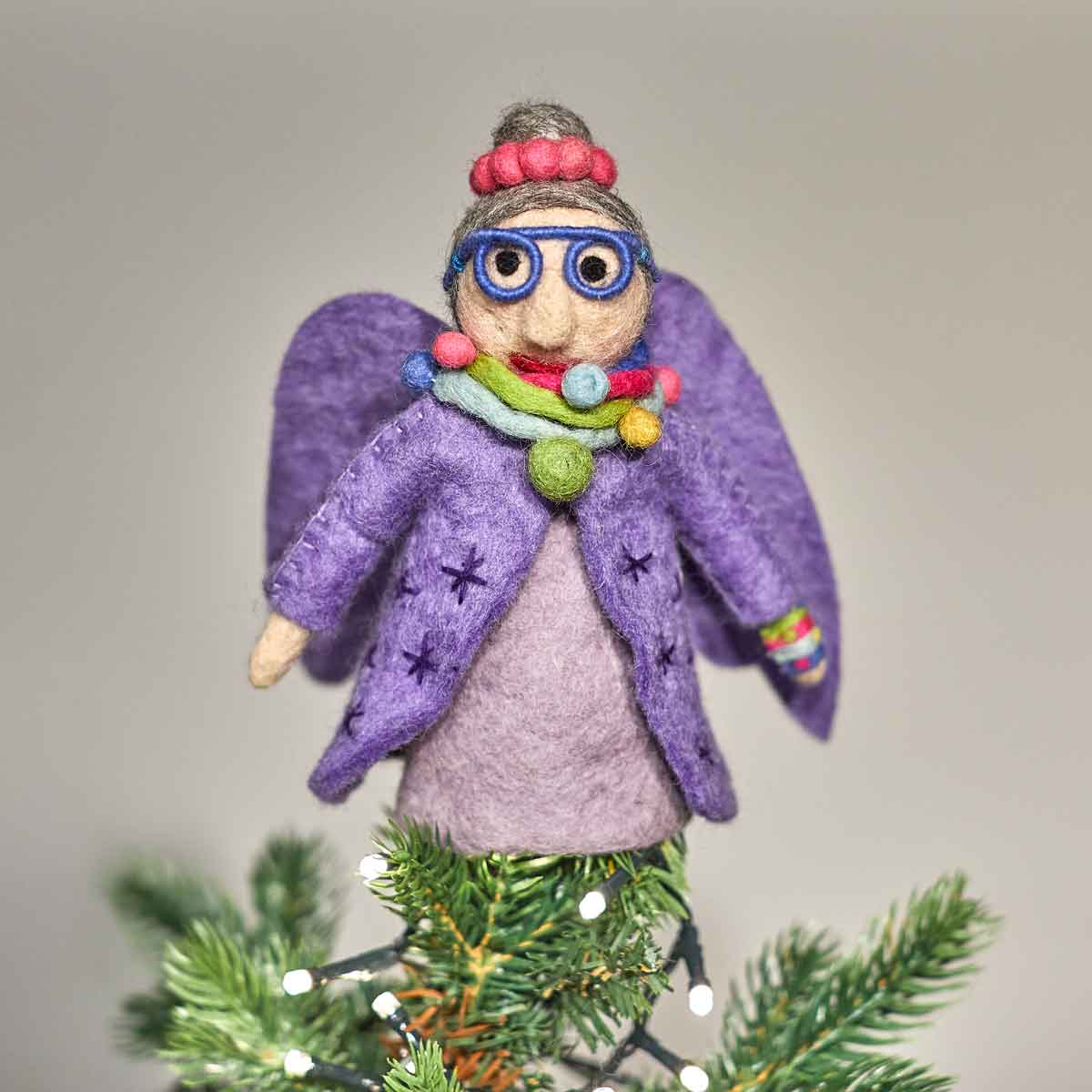 Felt Funky Fairy Godmother Tree Topper, Purple
