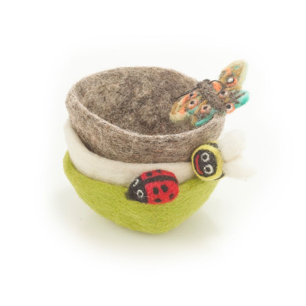 Felt Garden Bugs Trinket Dish Bee,Ladybird,Butterfly