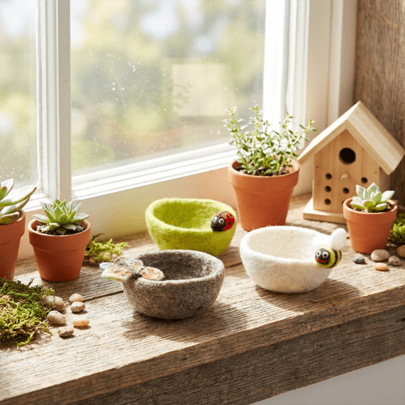 Felt Garden Bugs Trinket Dish Bee,Ladybird,Butterfly