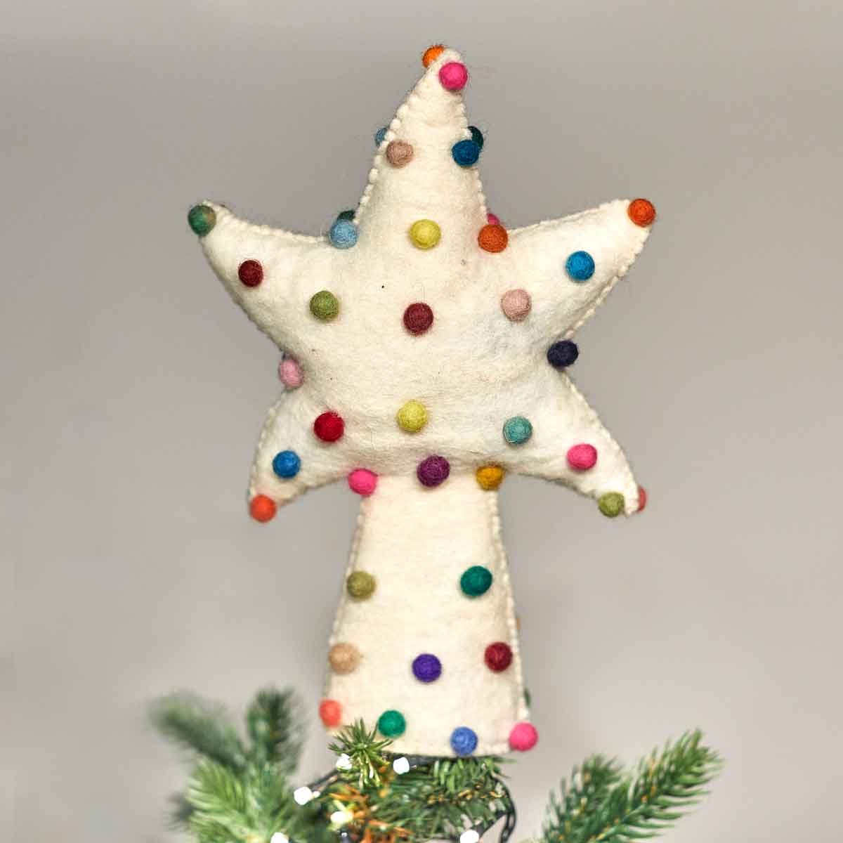 Felt Pompom Star Christmas Tree Topper