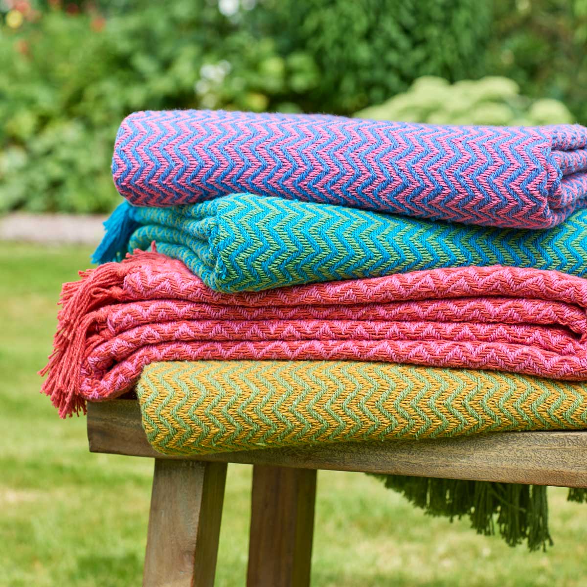 Festival Recycled Throw Blue & Green,Blue & Pink,Green & Yellow,Pink & Orange