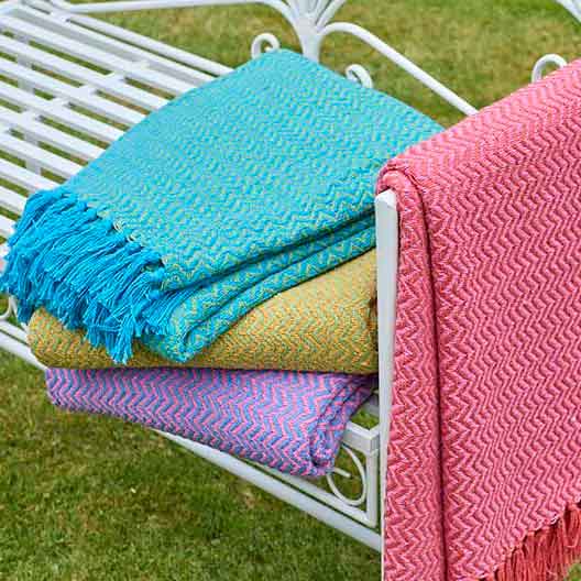 Festival Recycled Throw Blue & Green,Blue & Pink,Green & Yellow,Pink & Orange