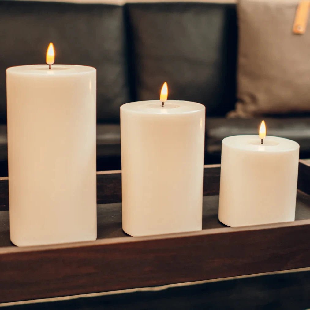 Flameless LED Cream Candle 7.5 x 10cm (3 x 4"),7.5 x 12cm (3 x 5"),7.5 x 15cm (3 x 6"),10 x 15cm (4 x 6"),Tealights (pack of 2)