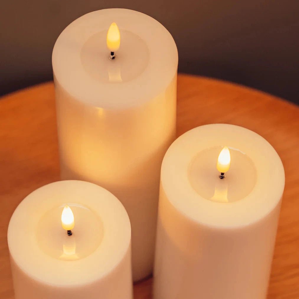 Flameless LED Cream Candle 7.5 x 10cm (3 x 4"),7.5 x 12cm (3 x 5"),7.5 x 15cm (3 x 6"),10 x 15cm (4 x 6"),Tealights (pack of 2)