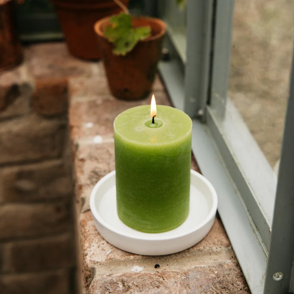 Geranium Leaf, Coloured Pillar Candle