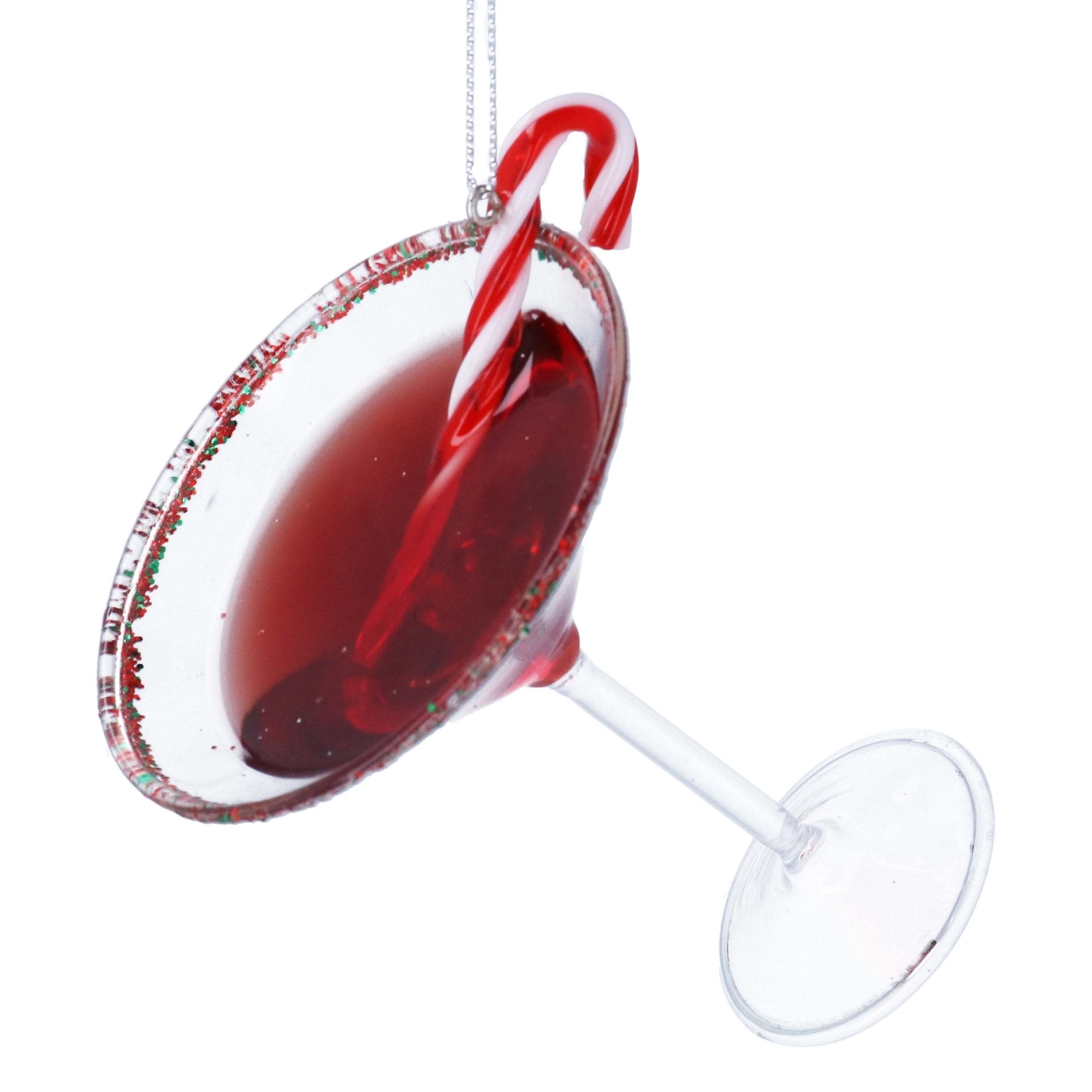 Glass Candy Cane Martini Bauble