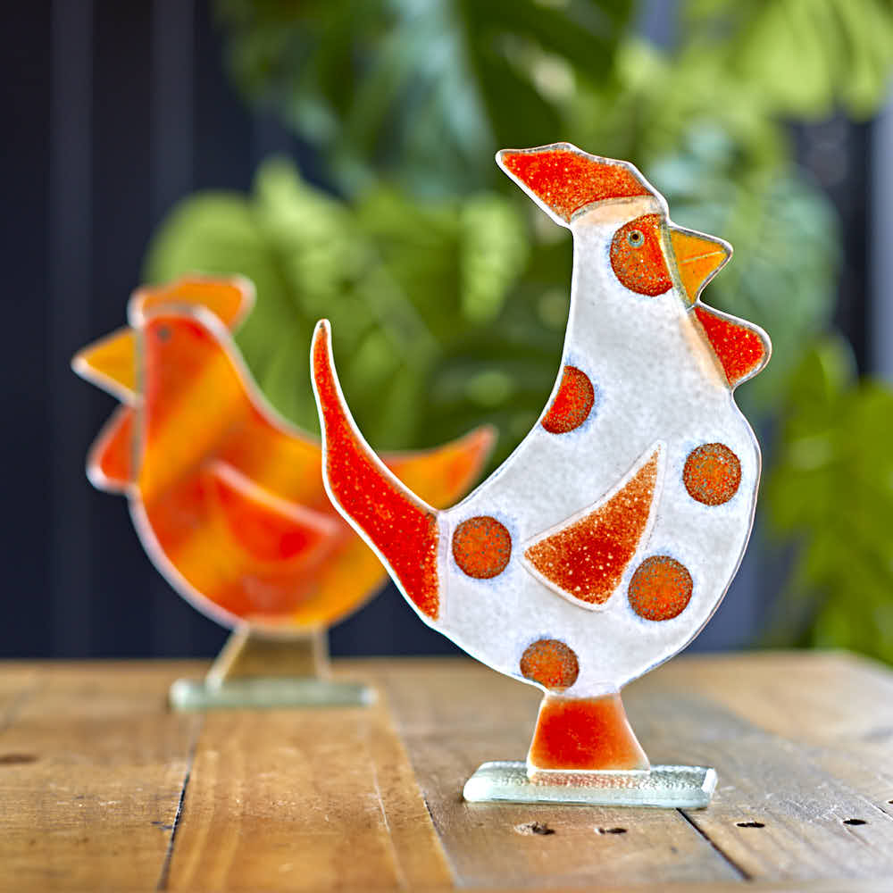Glass Cockerel Ornament - Angela Reed -