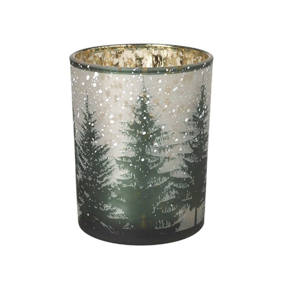 Glass Snowy Forest Tealight Holder