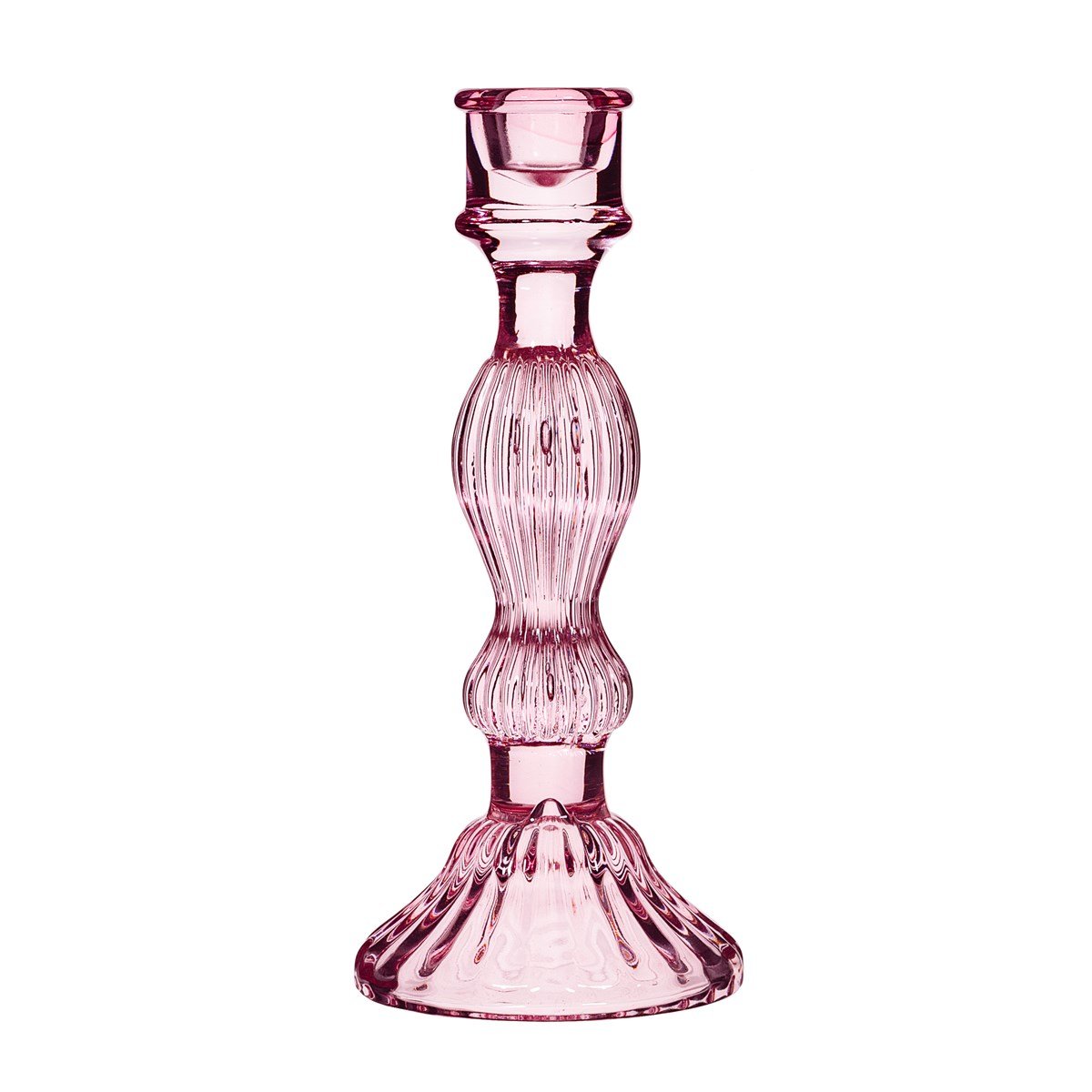 Glass Vintage Candleholder, Pink
