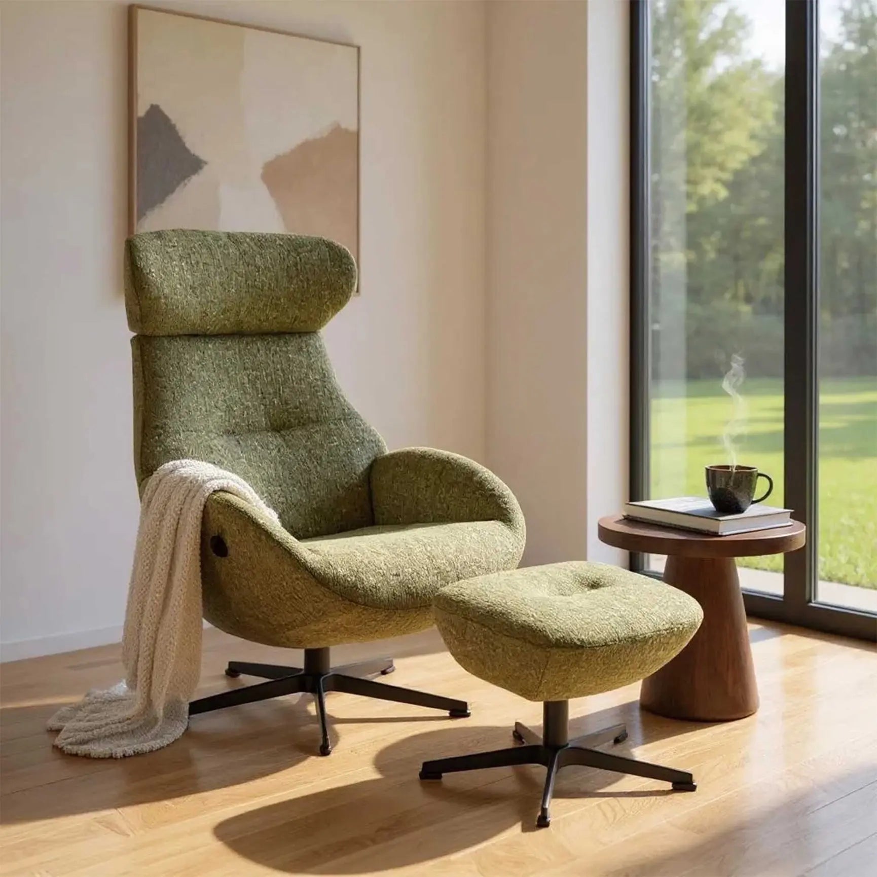 Globe Fabric Swivel Recliner Chair - Angela Reed -