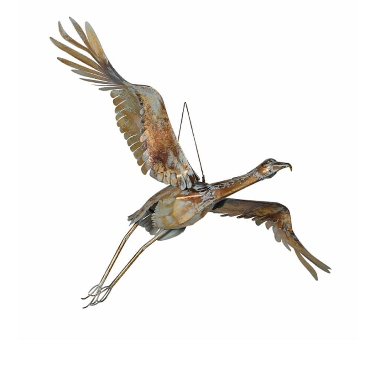 Golden Flying Crane Sculpture