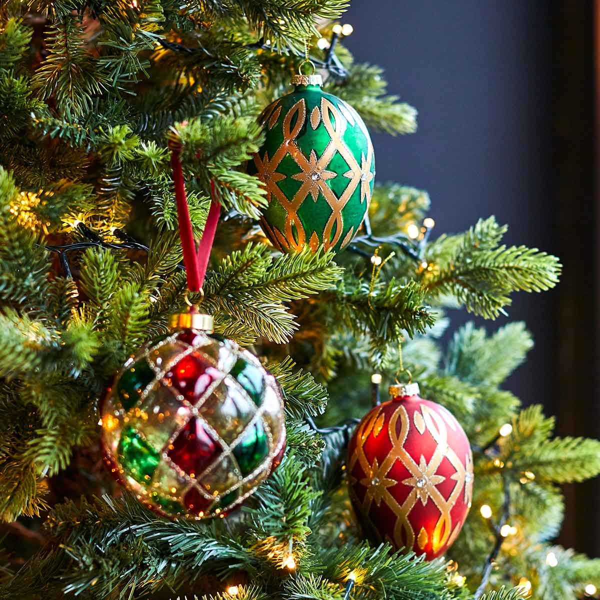 Green and Gold Glass Egg Bauble