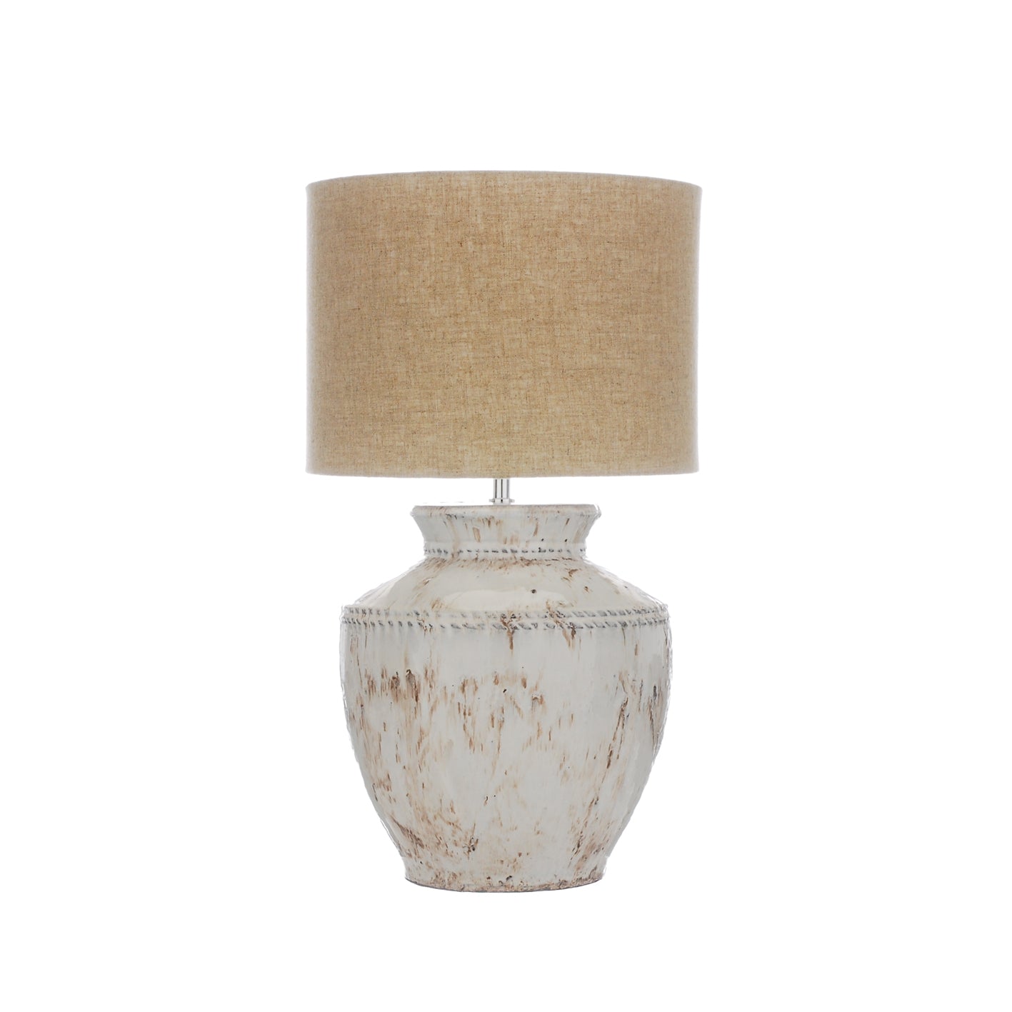 Grey Antique Style Urn Lamp with Cream Shade