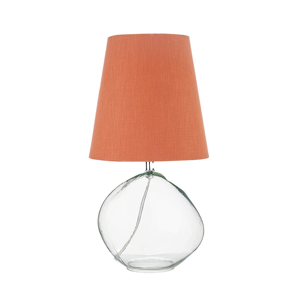 Hallie Clear Glass Table Lamp with Terracotta Shade