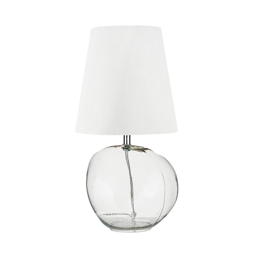 Hallie Clear Glass Table Lamp with White Shade