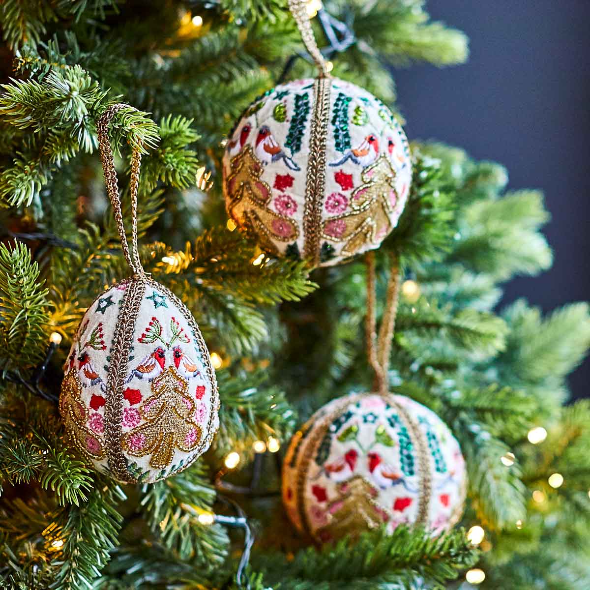 Hand Embroidered Tree Onion Bauble