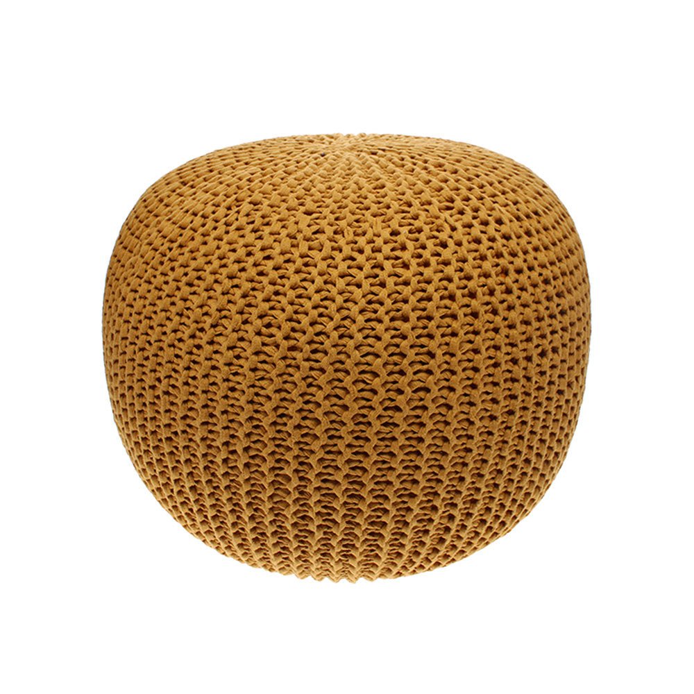 Hand Knitted Pouffe Mustard
