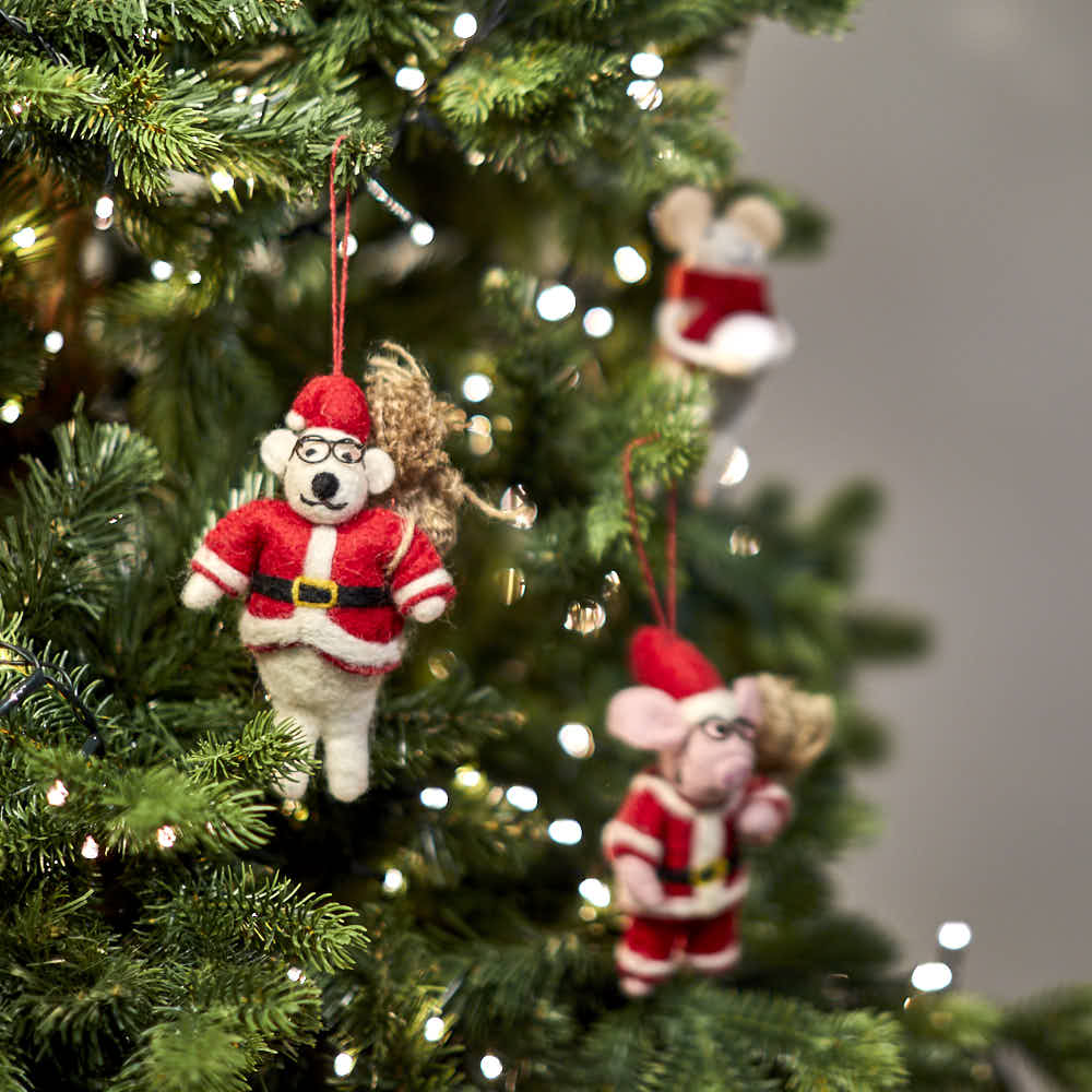Handmade Felt Bear Christmas Decoration