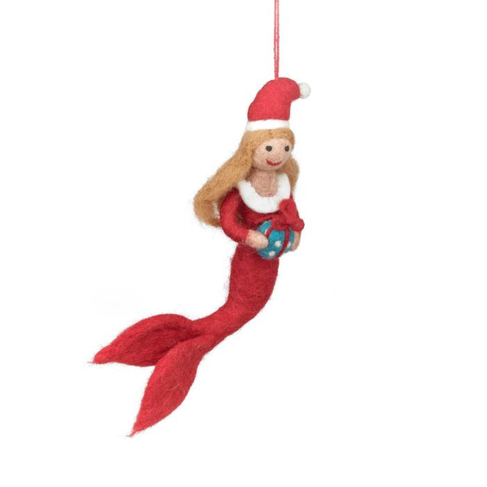 Handmade Felt Christmas Mermaid Hanging Decoration